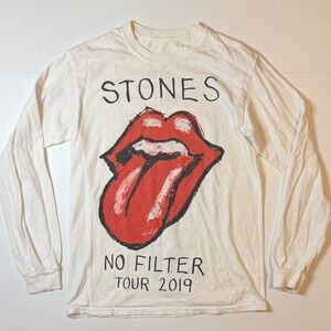 Rolling Stones No Filter Tour 2019 Long Sleeve Shirt Size S White Cotton